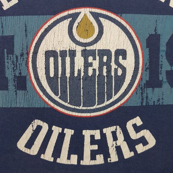 Vintage NHL Edmonton Oilers Tee Shirt Extra Large US XL NHL Hockey Oilers Blue - Picture 10 of 16
